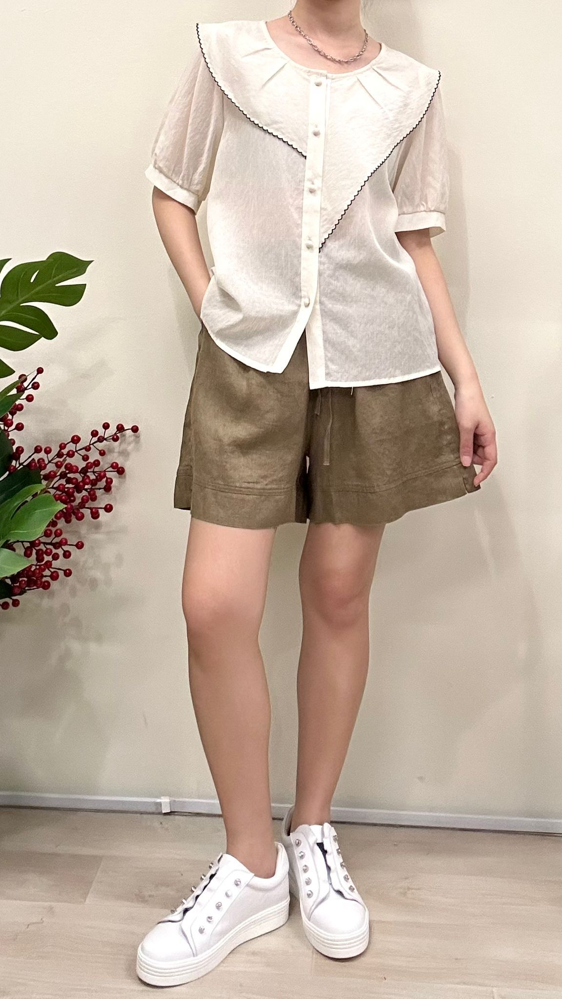 (D2182)Linen Shorts
