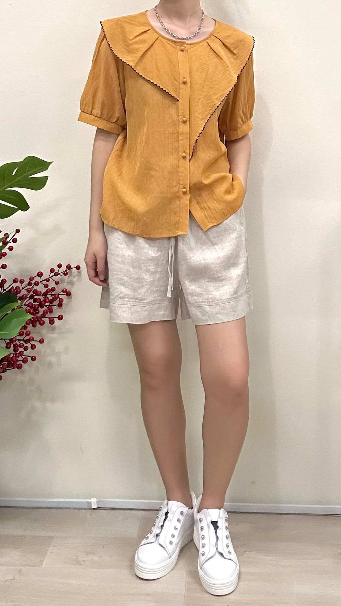 (D2182)Linen Shorts