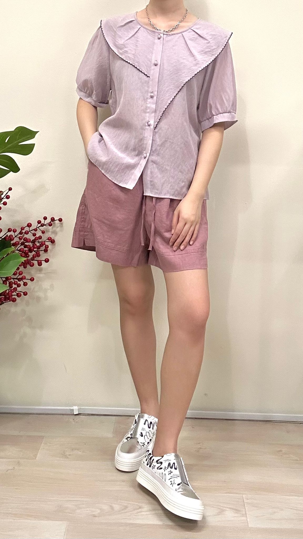 (D2182)Linen Shorts