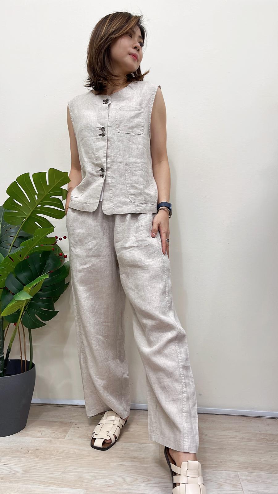 (D122)Sleeveless Linen Vest