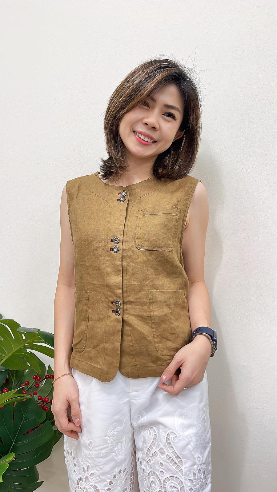 (D122)Sleeveless Linen Vest