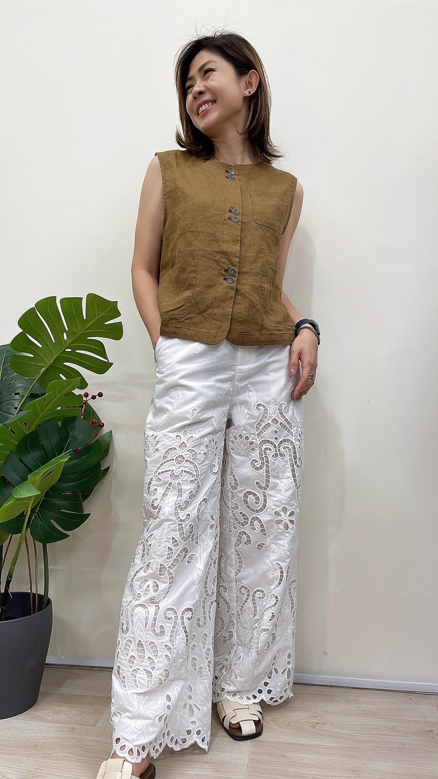 (D122)Sleeveless Linen Vest