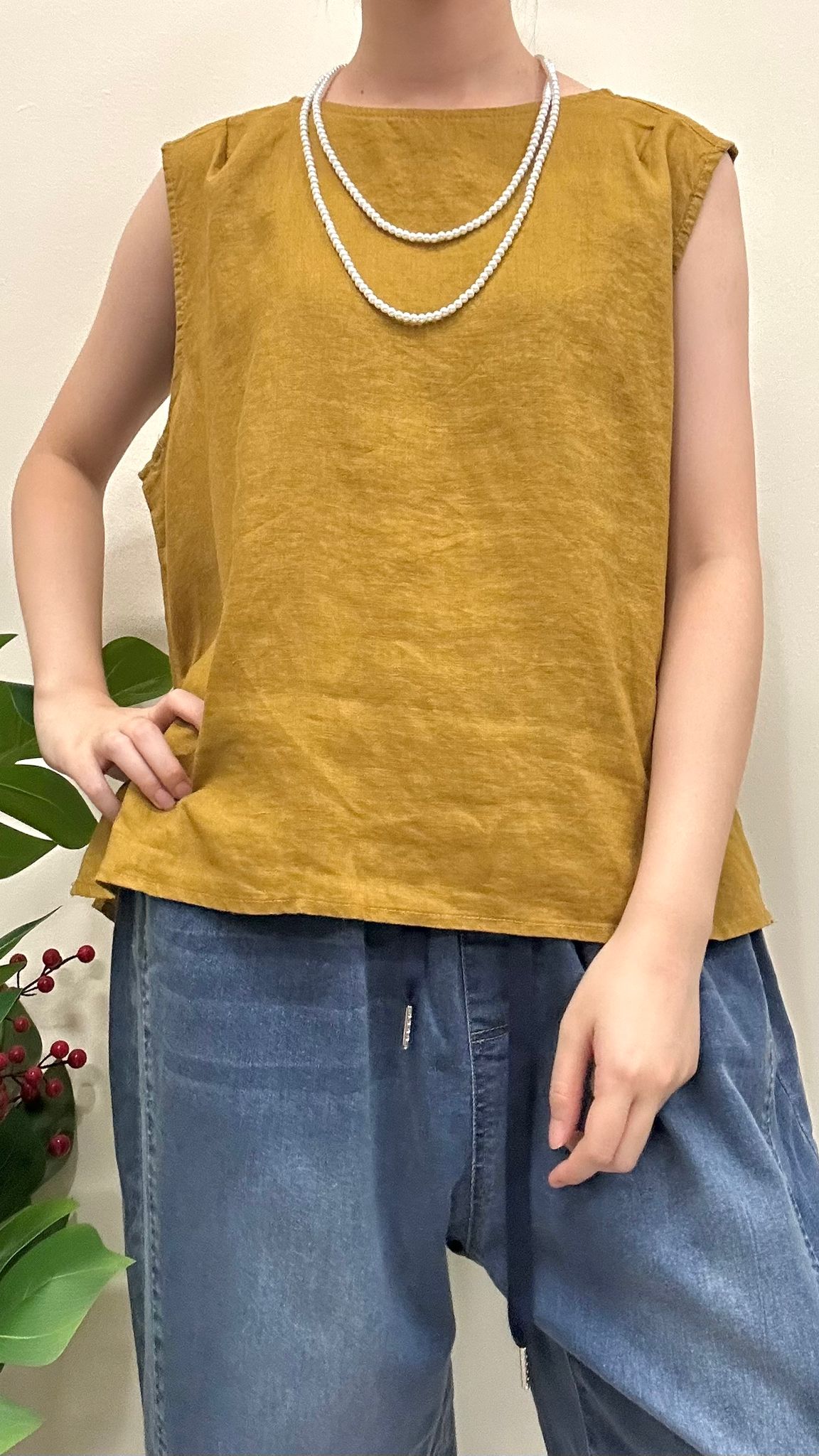 (D4190)Linen Top