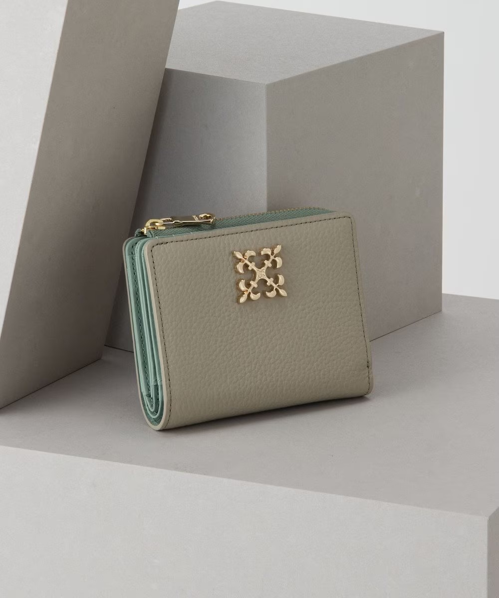 Russet Monogram Plate Half Wallet