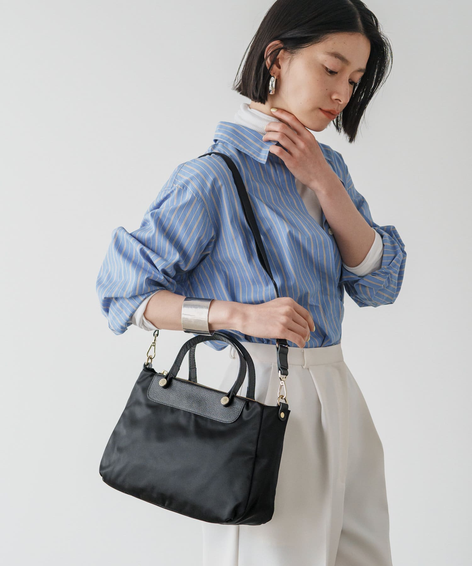 Russet Three-layer 2-way tote bag S (Barbell Clouds)