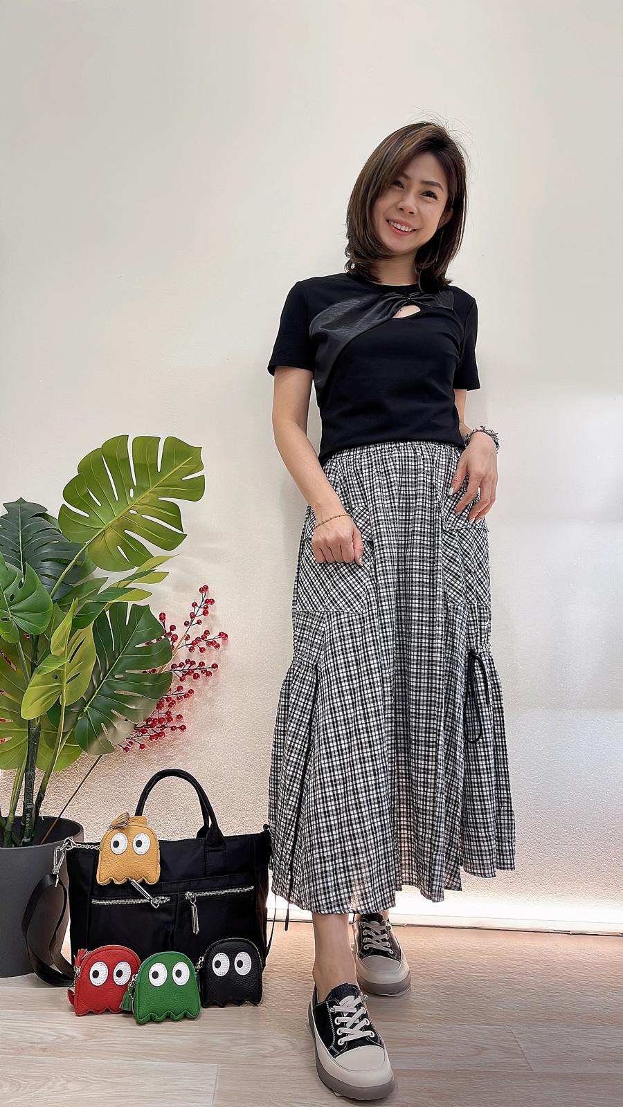 (D2128)Checkered Skirt