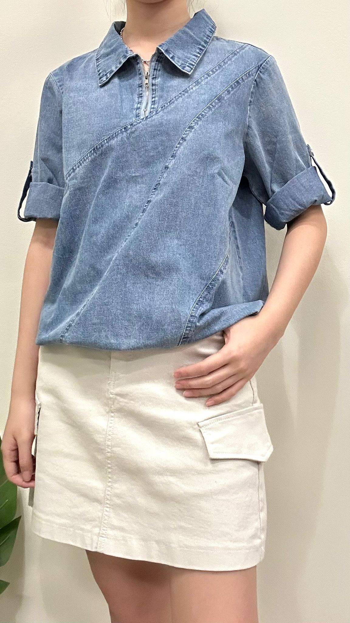 (D4110)Denim Top