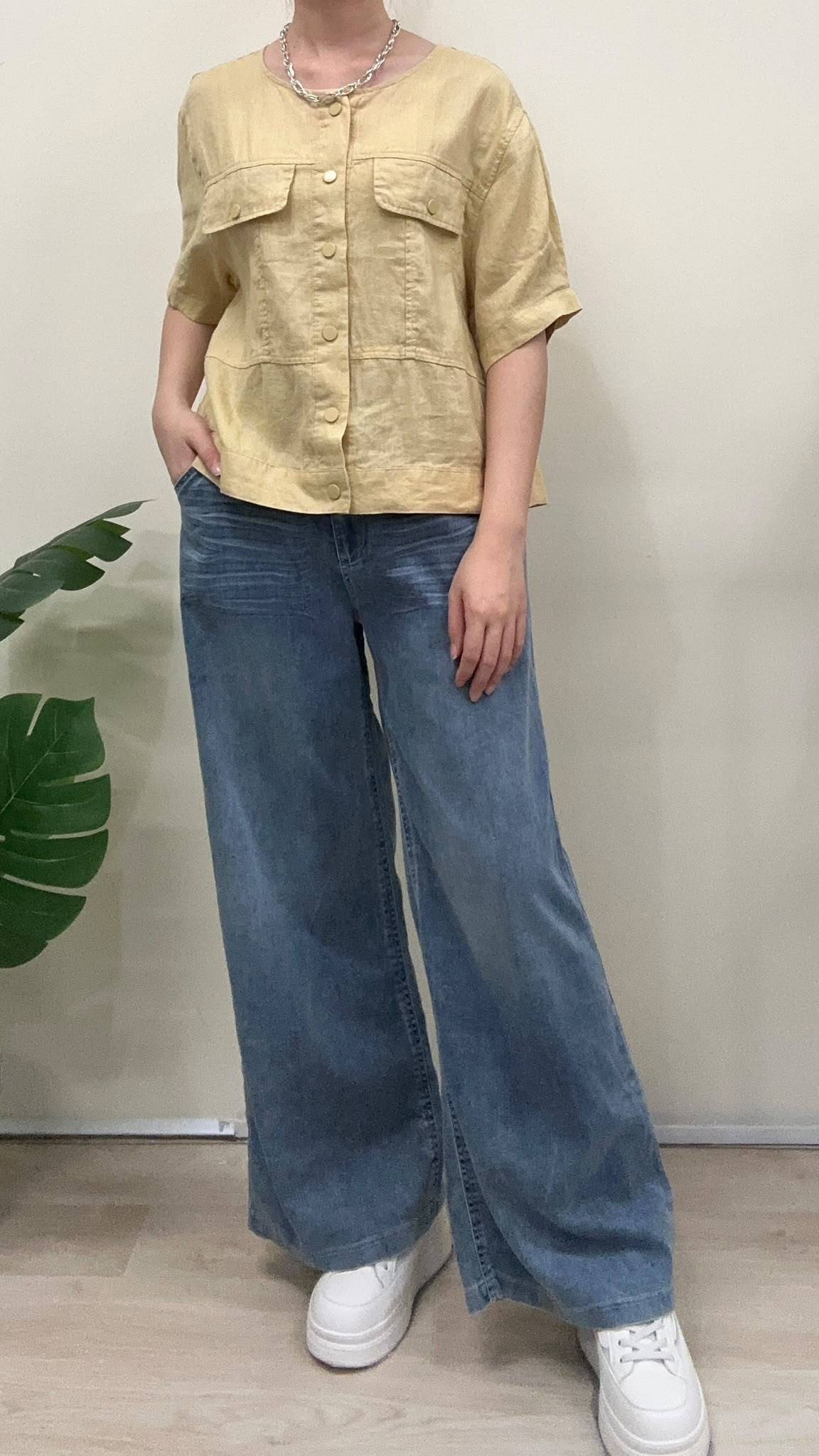 (D4573)Linen Top