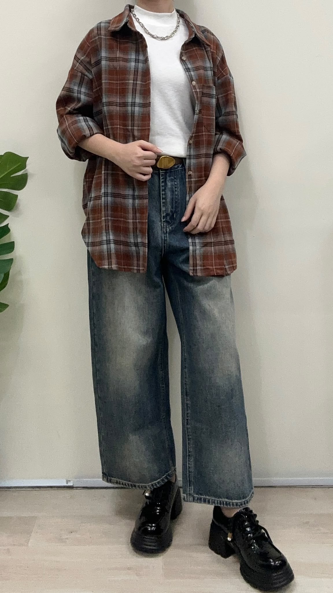 (D4697)Checkered Top
