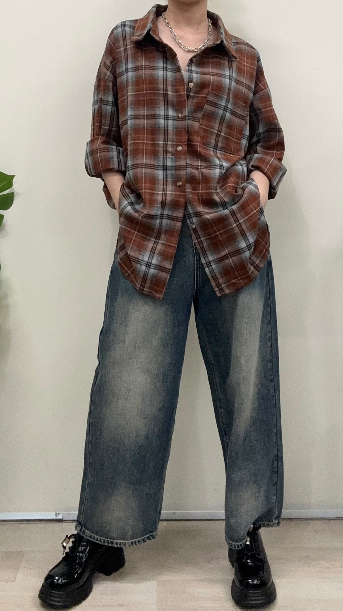 (D4697)Checkered Top