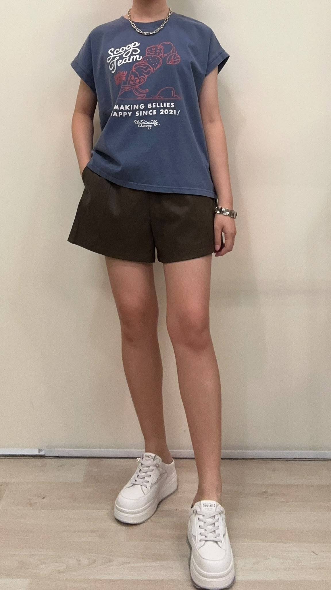 (D2525)Leather Shorts