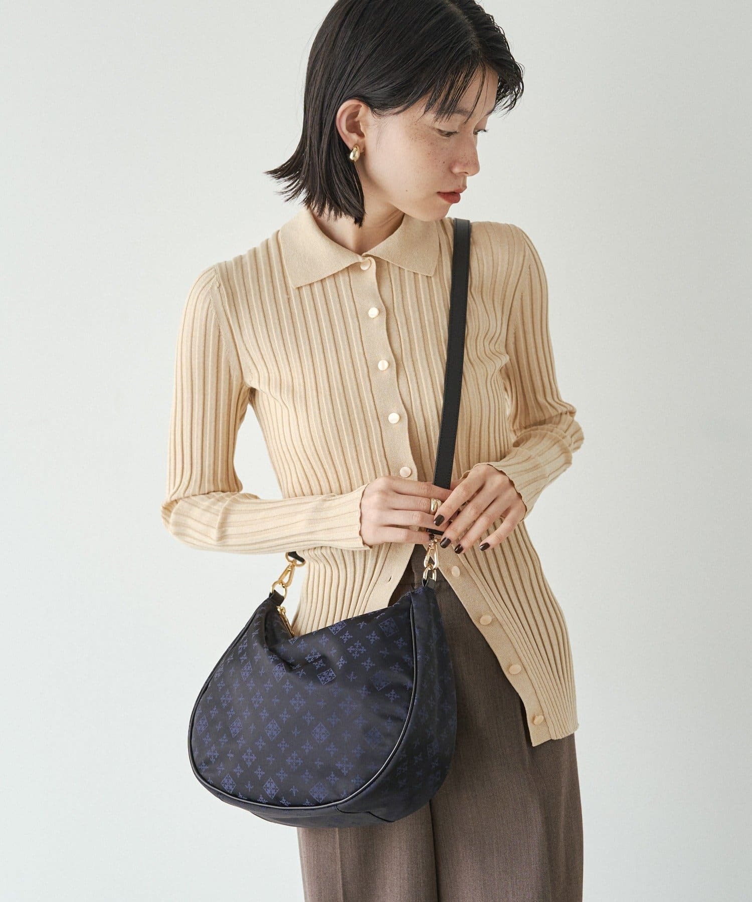 *4 - 6 Weeks* (90983) 2026 Russet Monogram Nylon Jacquard Round 2-Way Shoulder Bag