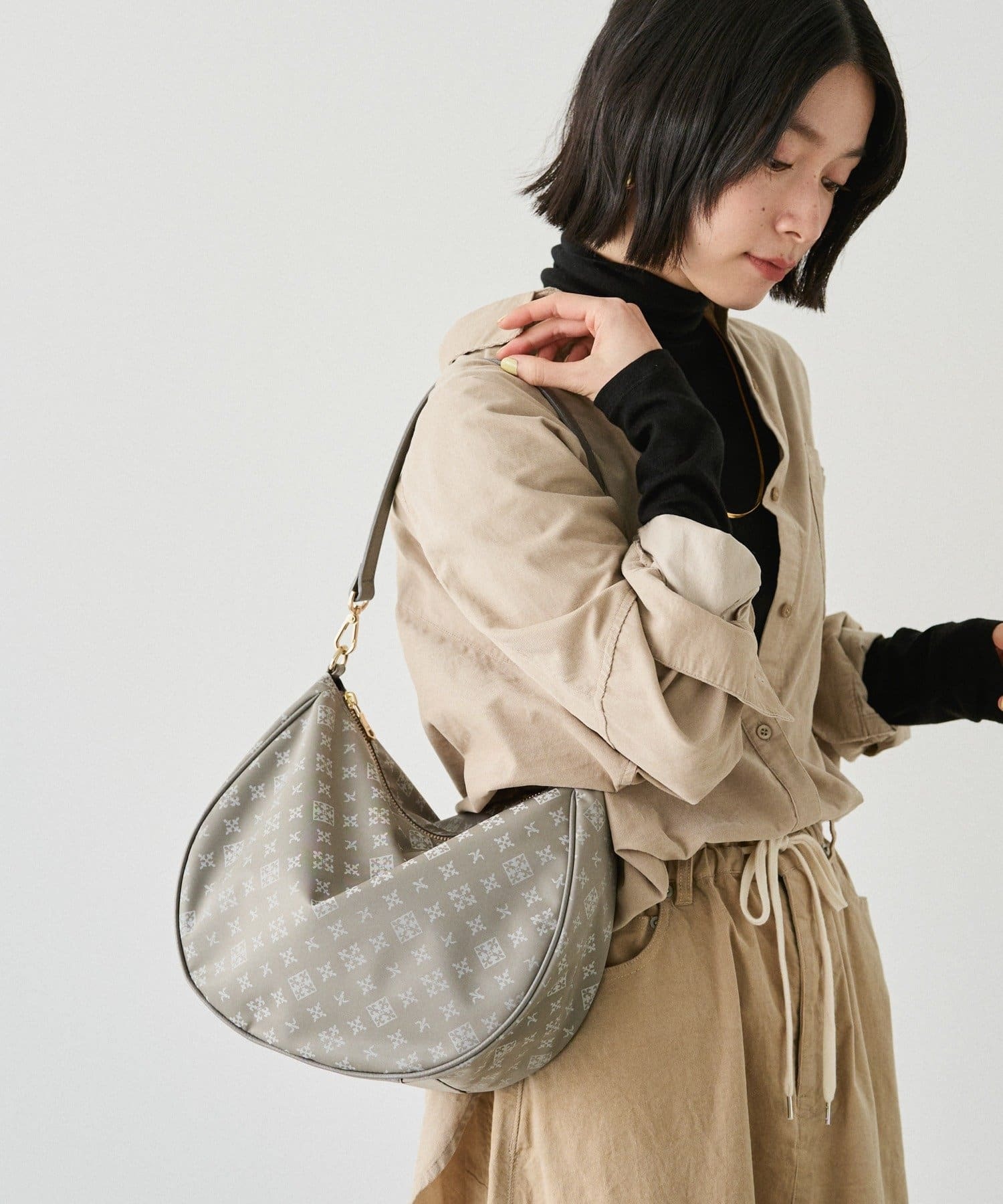 *4 - 6 Weeks* (90983) 2026 Russet Monogram Nylon Jacquard Round 2-Way Shoulder Bag