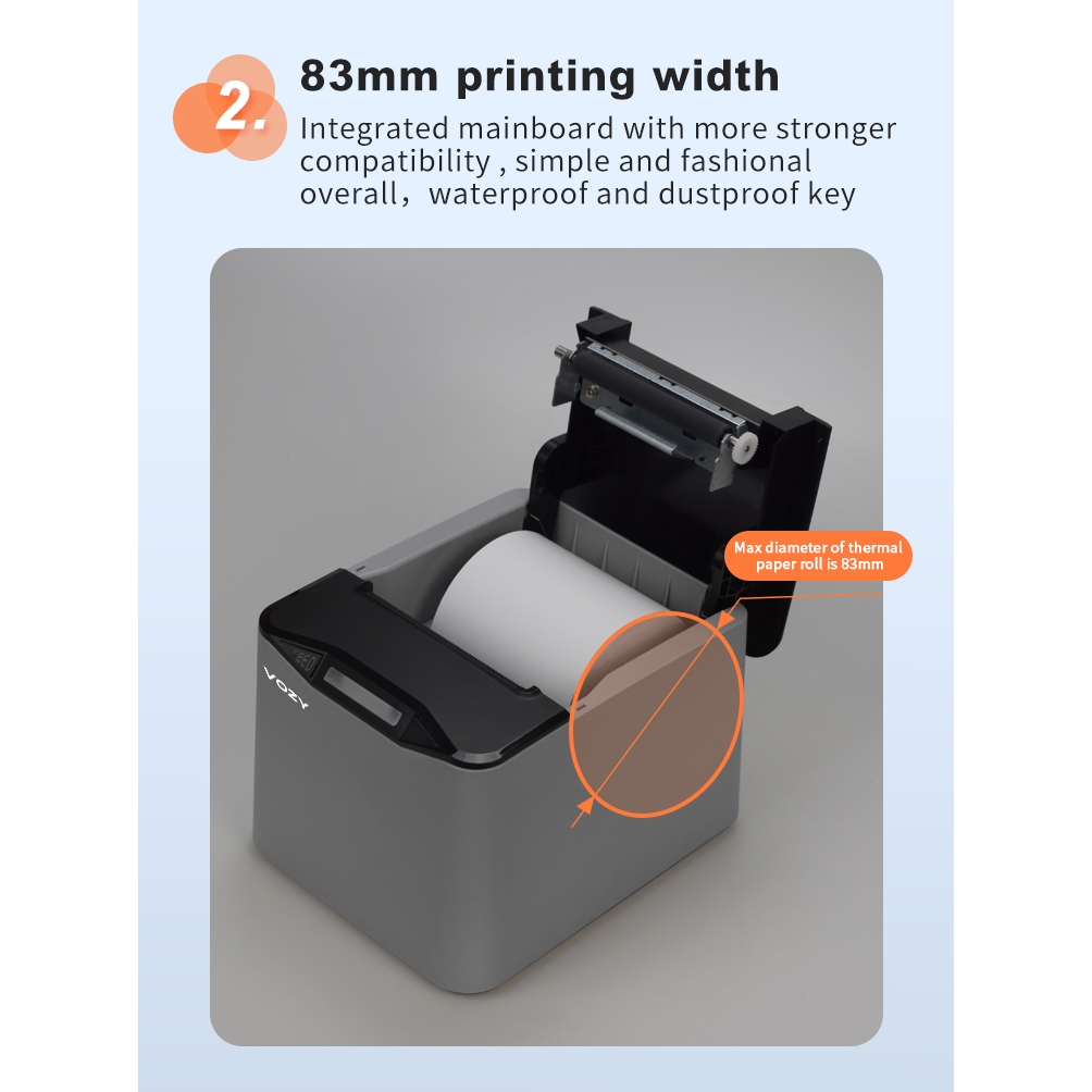 VOZY G80 80mm Receipt Printer Bluetooth + USB Thermal POS Printer Auto Cutting