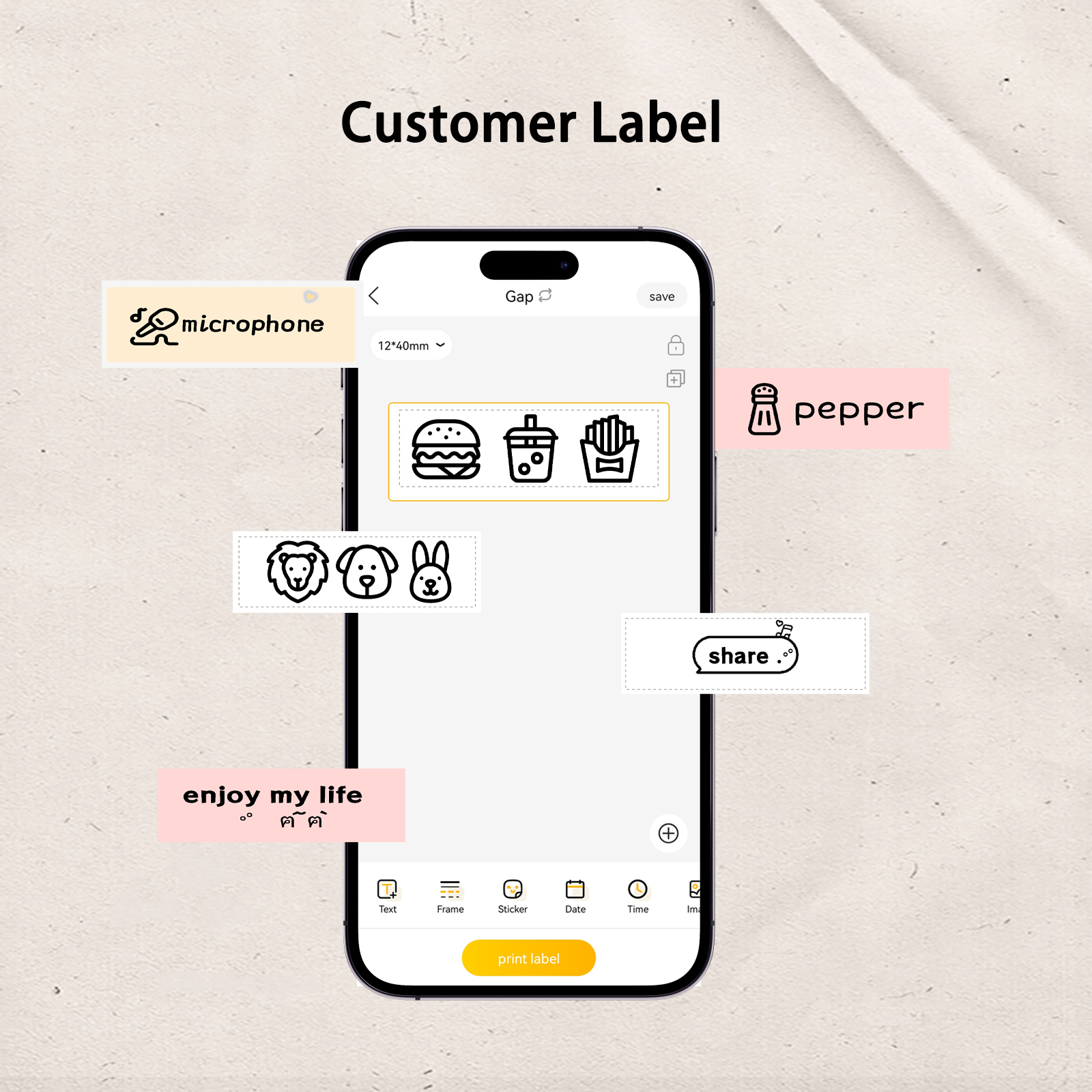 VOZY HP2 Label Paper Sticker self-adhesive Waterproof White Yellow Blue Red Green Labels For HP2 Label Printer