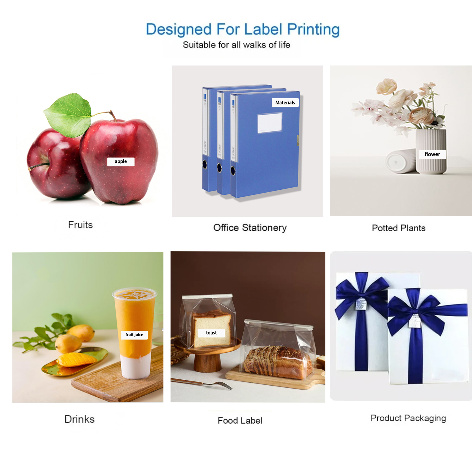 VOZY HP2 Label Paper Sticker self-adhesive Waterproof White Yellow Blue Red Green Labels For HP2 Label Printer