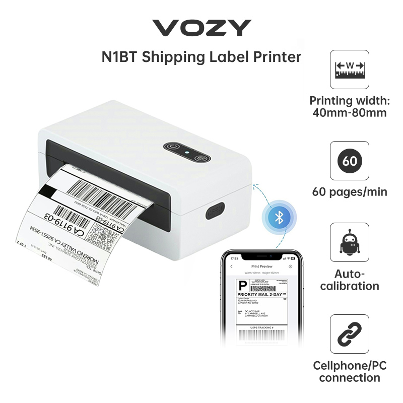 VOZY A8 Thermal Label Printer Bluetooth 3 inch Waybill Printer 80mm Thermal Barcode Printer