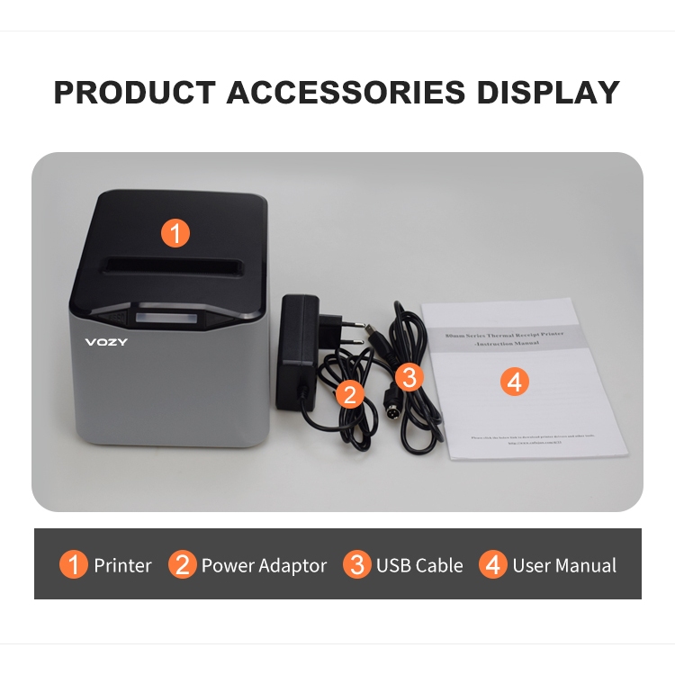 VOZY G80 80mm Receipt Printer Bluetooth + USB Thermal POS Printer Auto Cutting