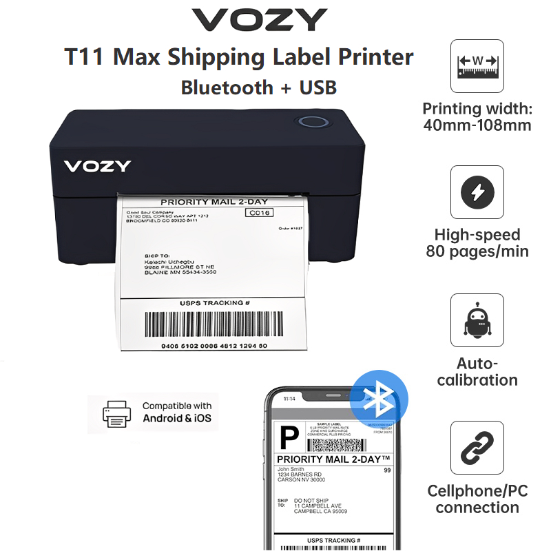 VOZY T5/T6/T7/T11 Waybill Printer Cellphone Bluetooth USB Thermal Sticker A6 Shipping Label Printer