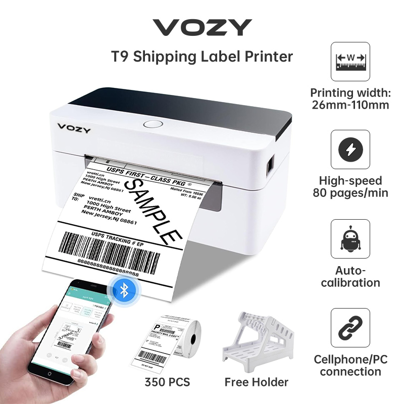 VOZY T1 Waybill Printer Cellphone Bluetooth+USB Thermal Printer A6 Shipping Label Printer Sticker Label Printer Barcode Printer
