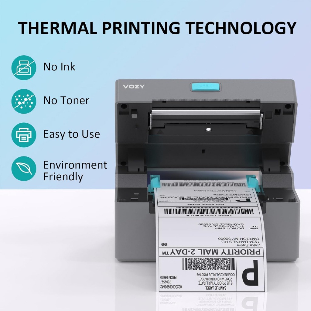 VOZY T7 Waybill Printer with Holder A6 Bluetooth USB Heavy Duty Thermal Courier Label Printer Shipping Barcode