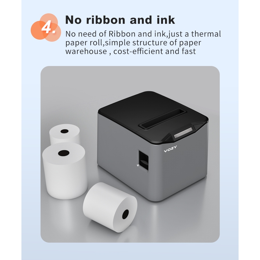 VOZY G80 80mm Receipt Printer Bluetooth + USB Thermal POS Printer Auto Cutting