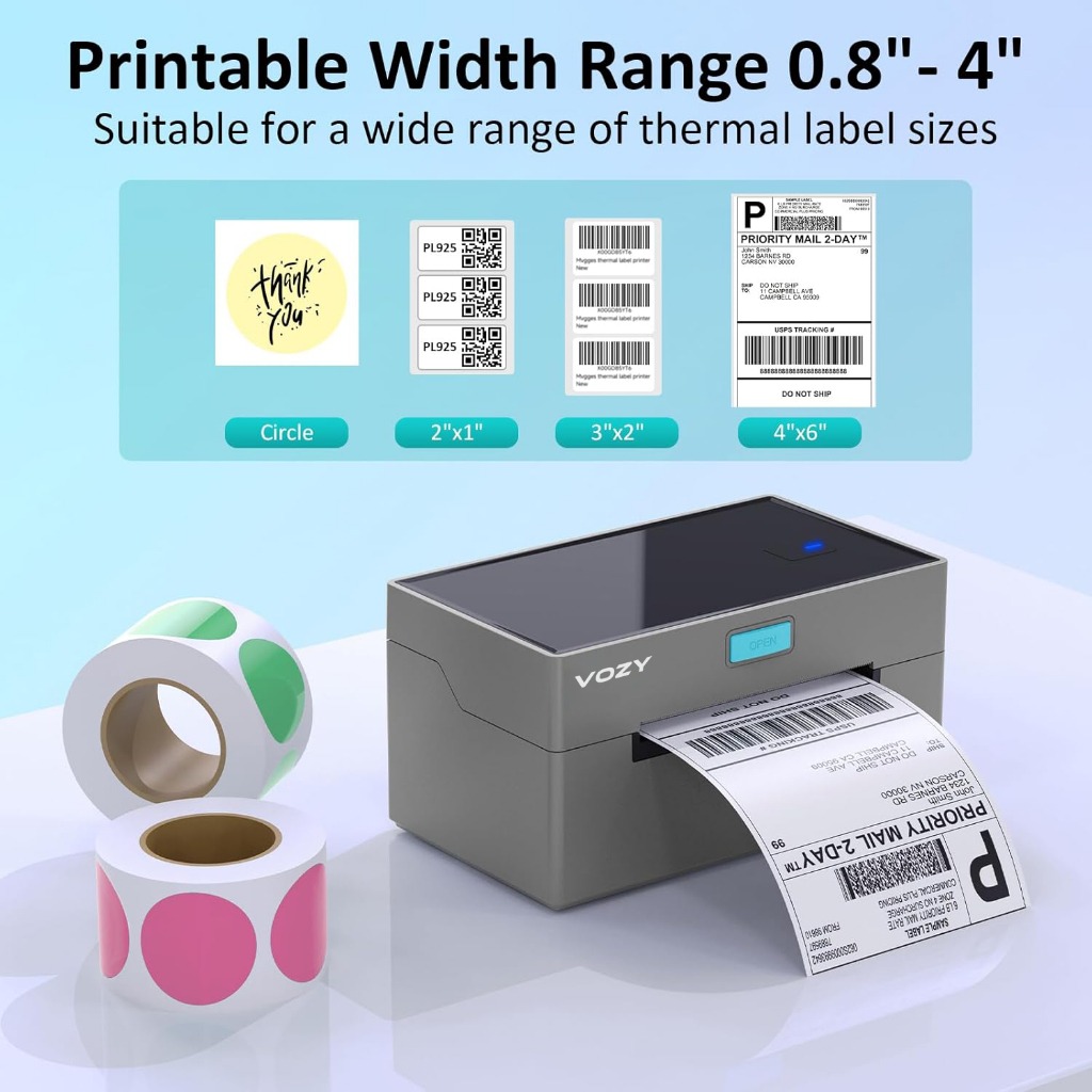VOZY T7 Waybill Printer with Holder A6 Bluetooth USB Heavy Duty Thermal Courier Label Printer Shipping Barcode