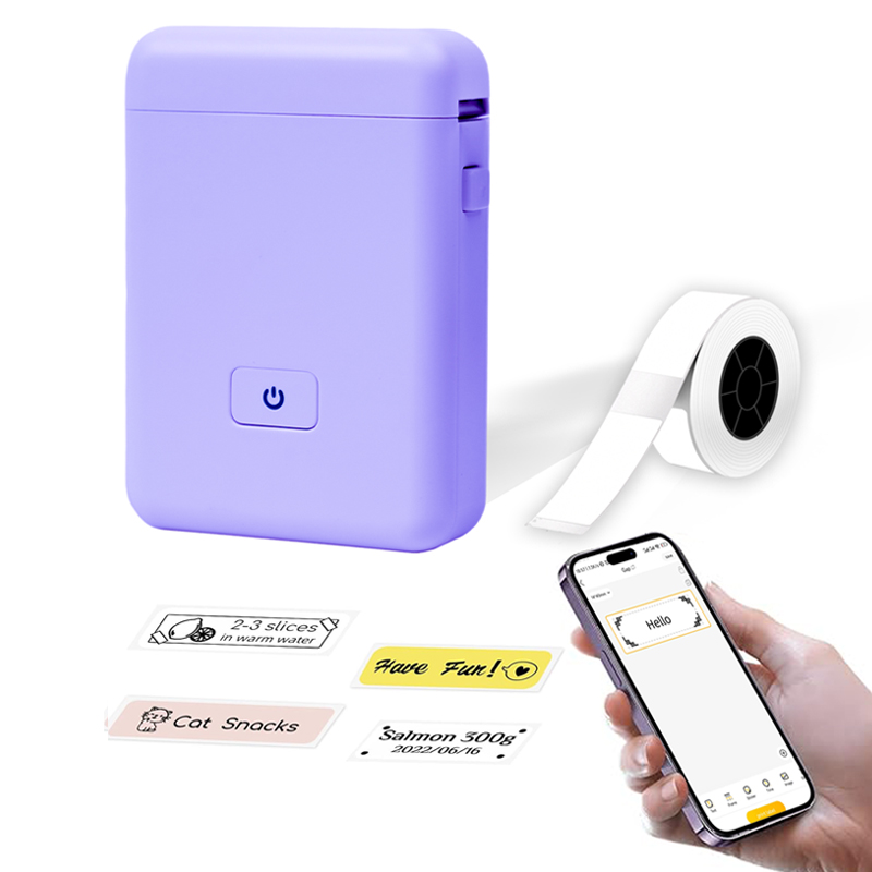 VOZY HP2 Portable Label Printer White Black Pink Green 12-15mm Width Cable Maker Tape Thermal Sticker