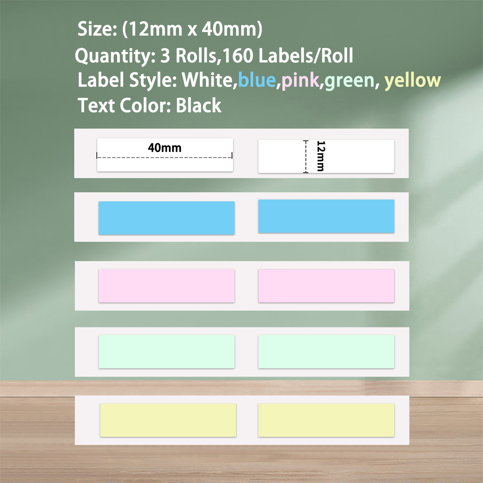 VOZY HP2 Label Paper Sticker self-adhesive Waterproof White Yellow Blue Red Green Labels For HP2 Label Printer