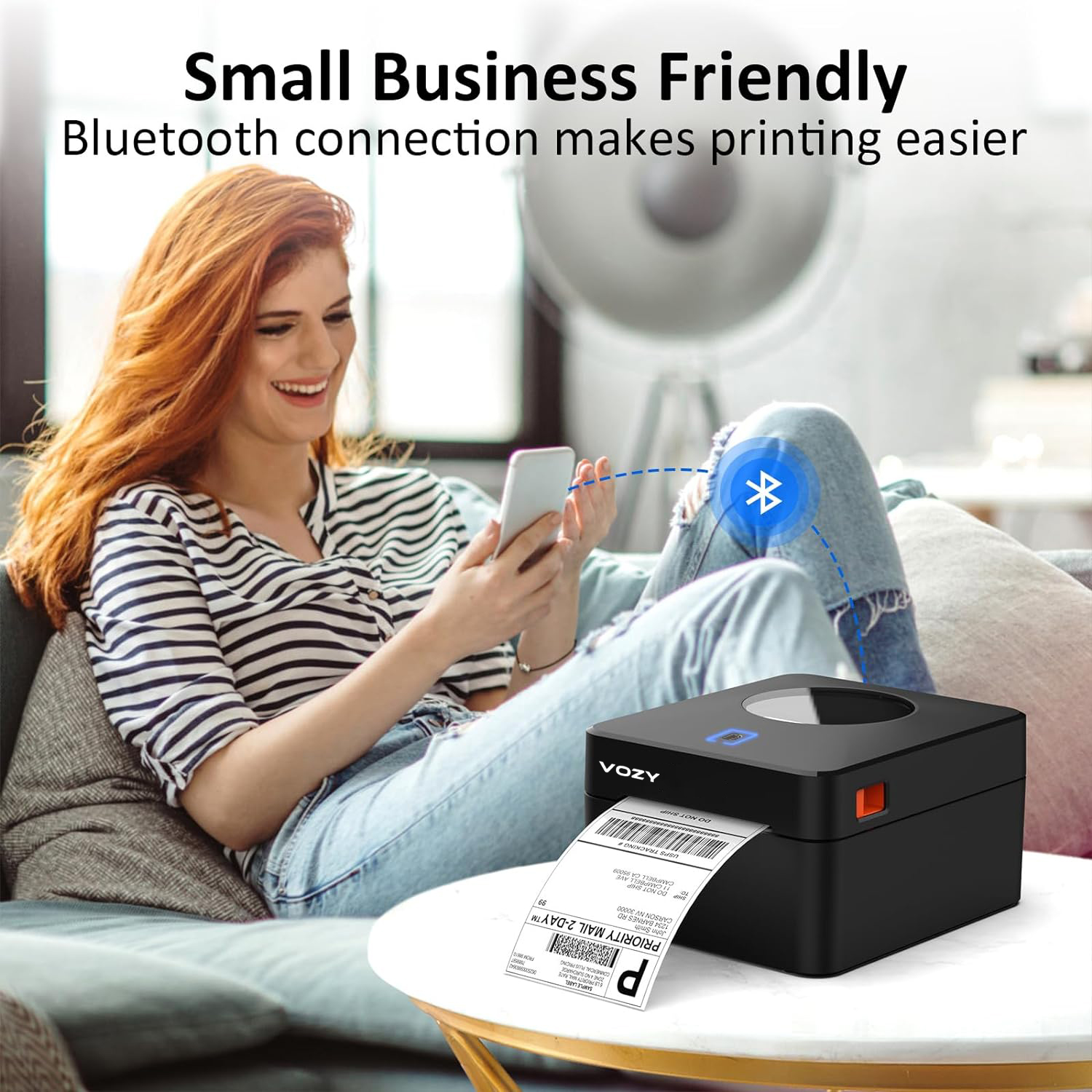VOZY U9 Waybill Thermal Printer A6 Size USB Bluetooth Heavy Duty Label Printer hermal Courier Shipping Barcode