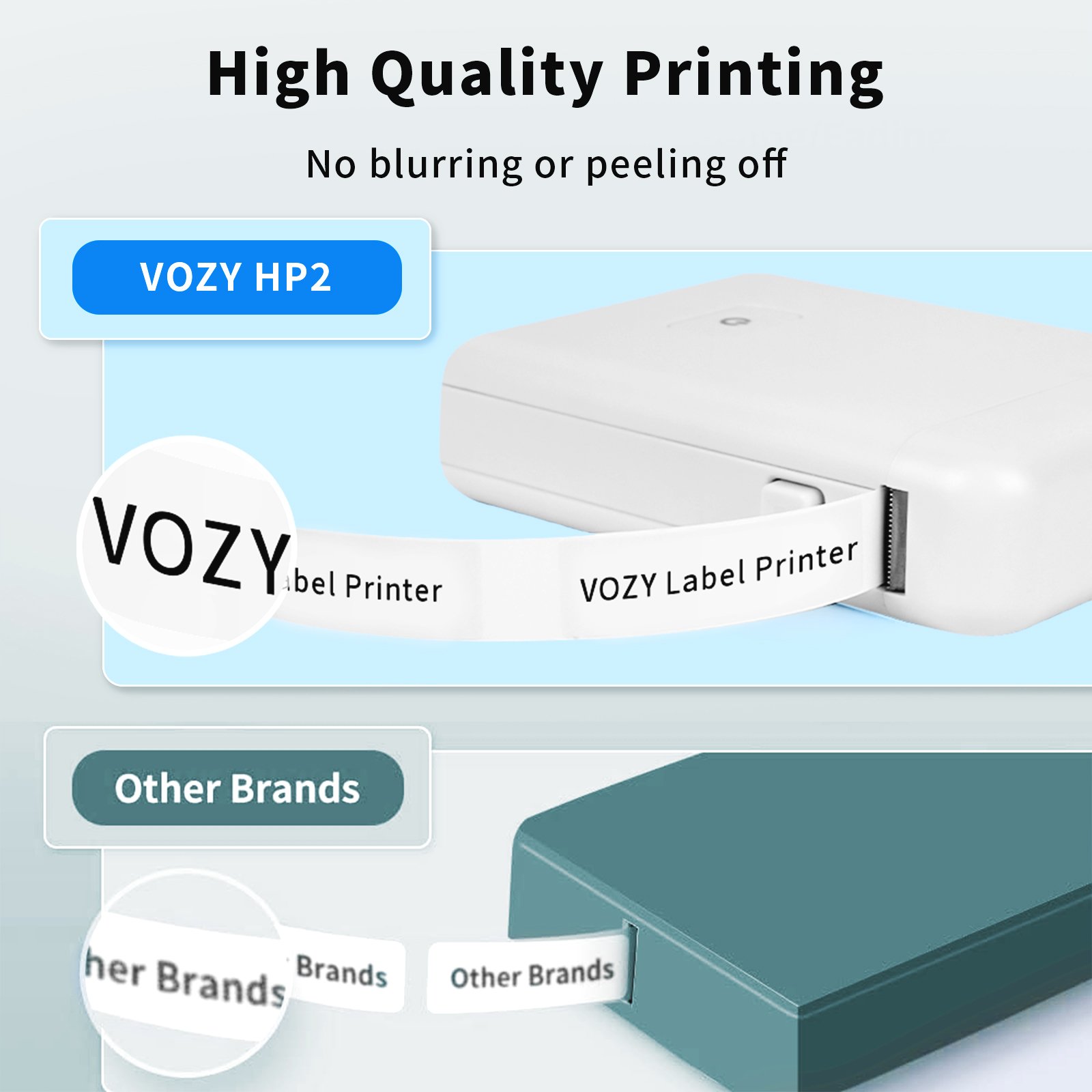 VOZY HP2 Portable Label Printer White Black Pink Green 12-15mm Width Cable Maker Tape Thermal Sticker