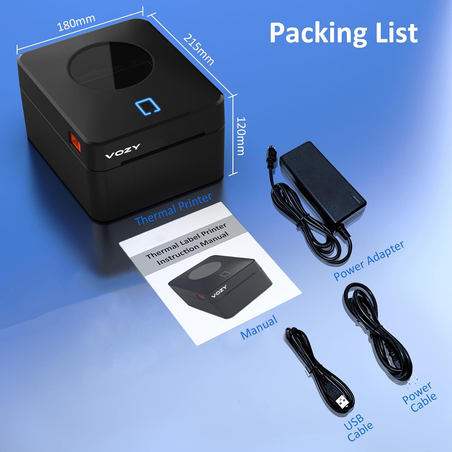 VOZY U9 Waybill Thermal Printer A6 Size USB Bluetooth Heavy Duty Label Printer hermal Courier Shipping Barcode