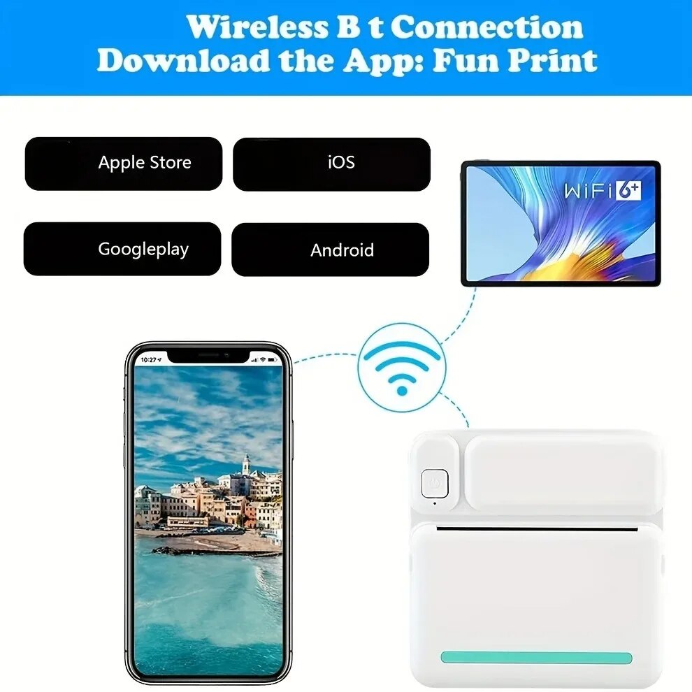 VOZY C19 Portable Mini Printer Wireless BT 200DPI Photo Label Memo Error Problem Print