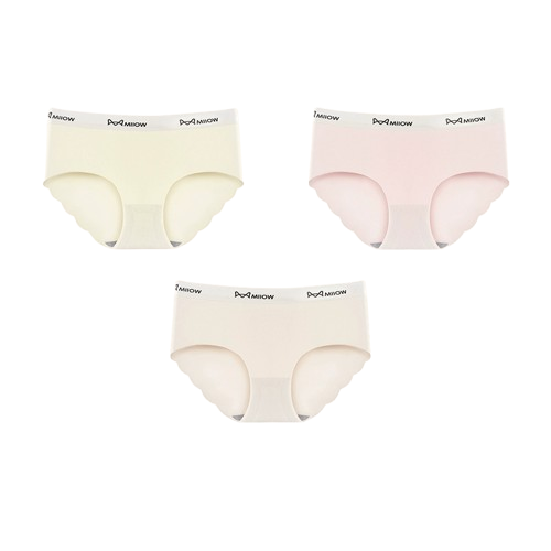 貓咪冰絲無痕內褲女純棉抗菌襠女生性感不卡襠中腰三角透氣短褲頭
