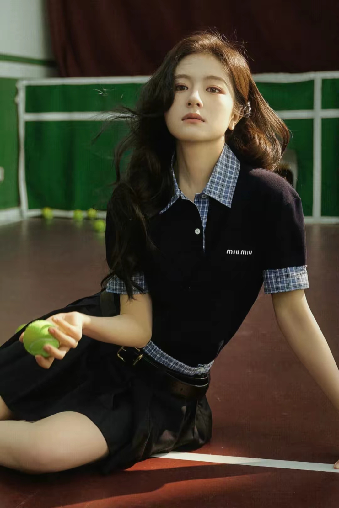 MIUMIU 翻領拼接polo衫