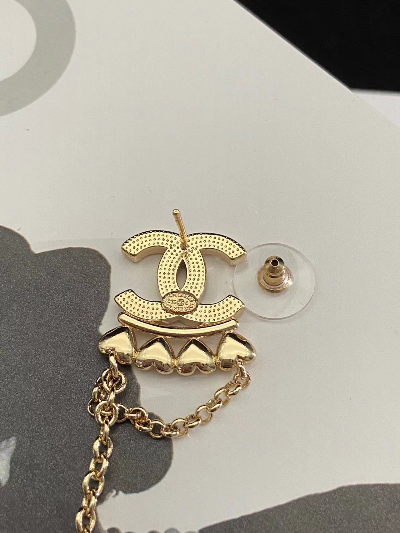 CHANE1 ピーチハート ダイヤモンド ダブルC ピアス【50%割引+送料無料】