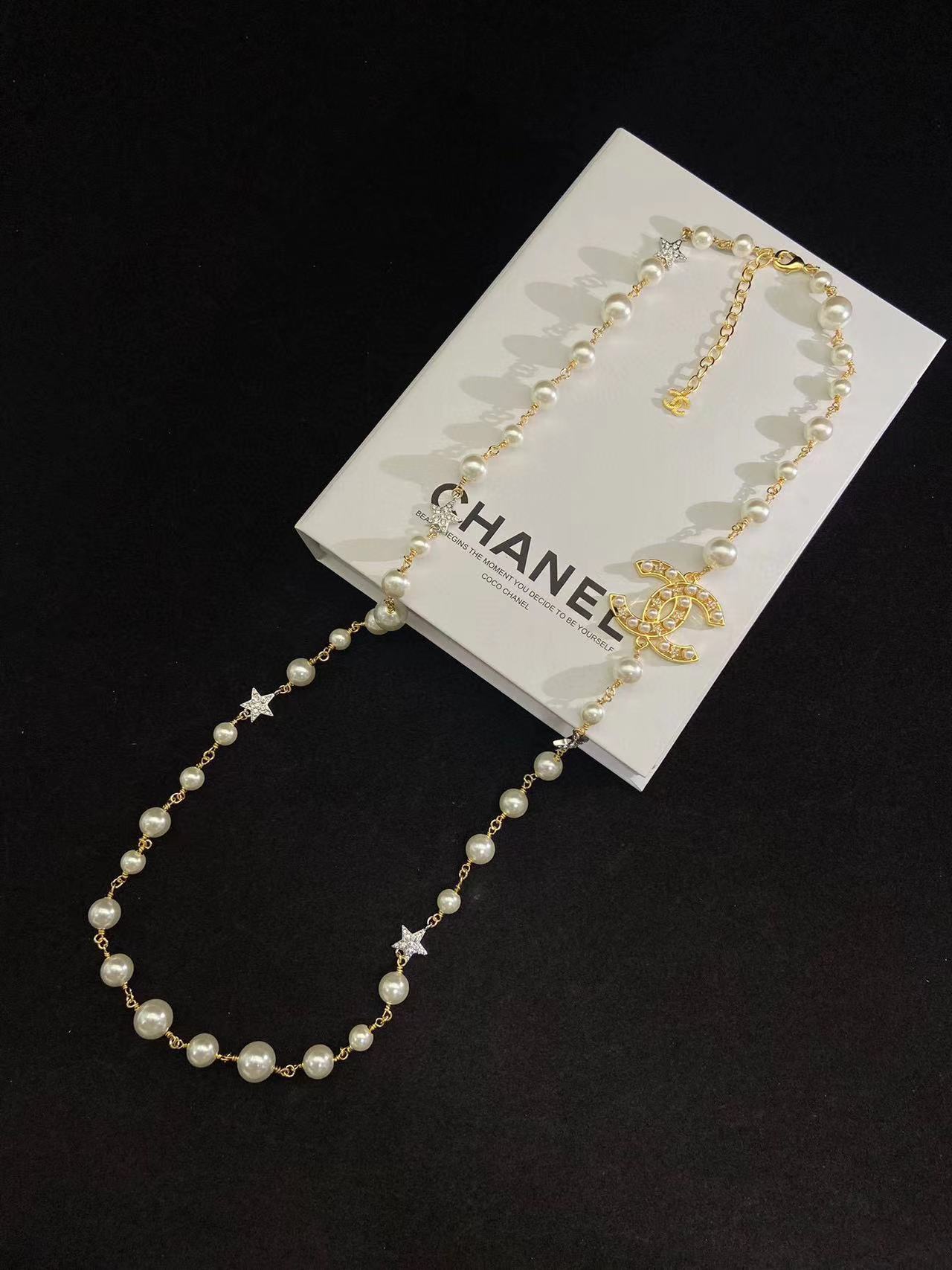 CHANE1 スター ダブル C パール セーター チェーン【50％割引+送料無料】