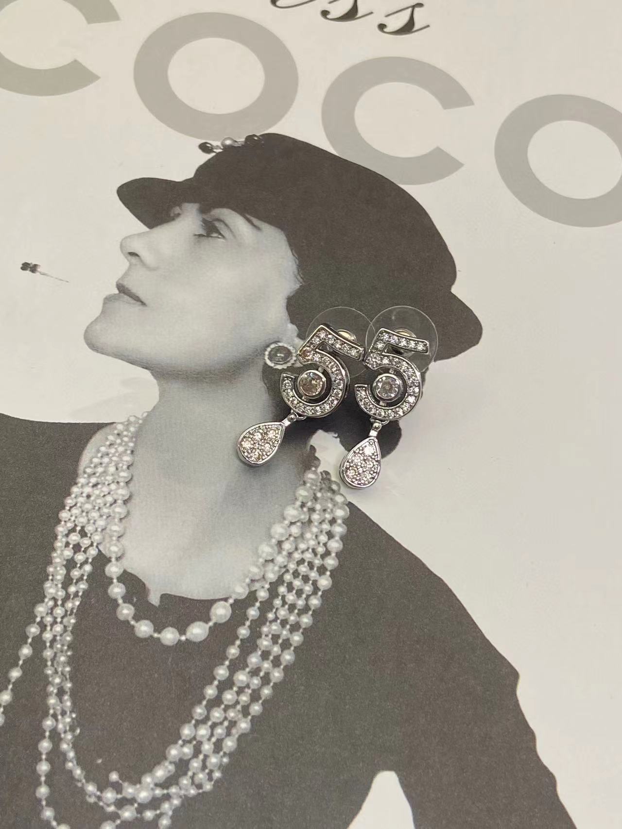 CHANE1 No.5 ダイヤモンド ピアス+ネックレス 2点セット【50％割引+送料無料】