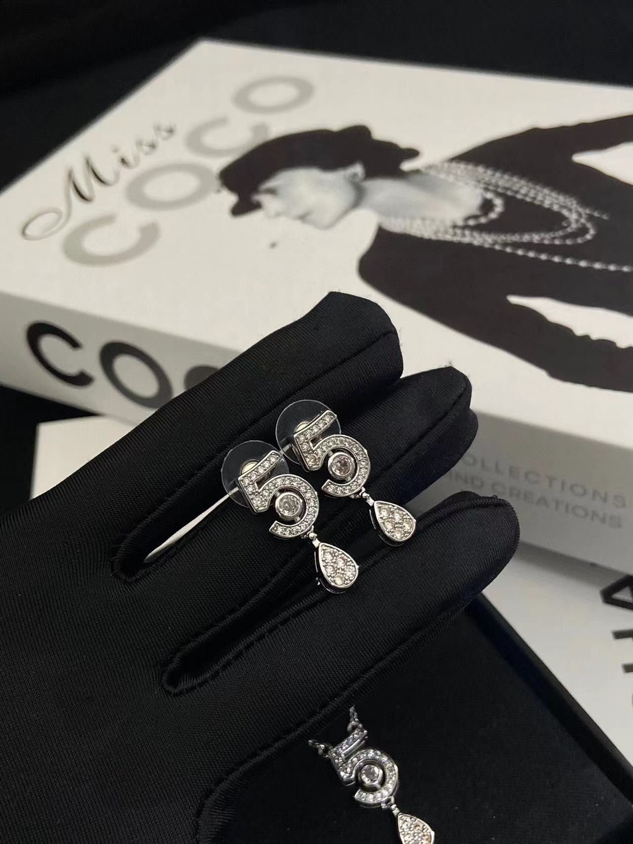 CHANE1 No.5 ダイヤモンド ピアス+ネックレス 2点セット【50％割引+送料無料】