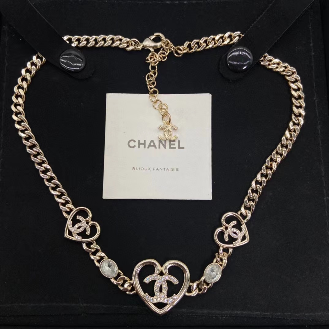 CHANE1 ハートセット ダイヤモンド ブレスレット+ネックレス 2点セット【50％割引+送料無料】