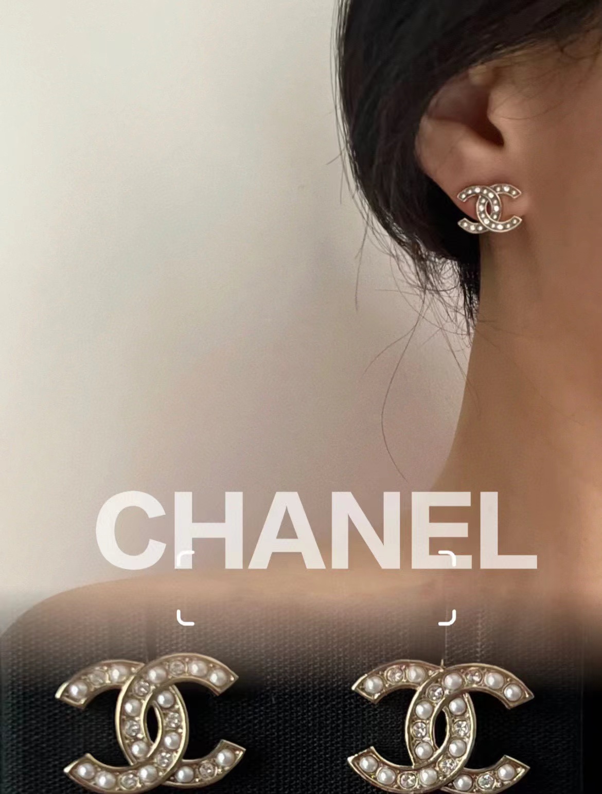 CHANE1 23B ホローハート ダブルC スタッドピアス【50％割引+送料無料】