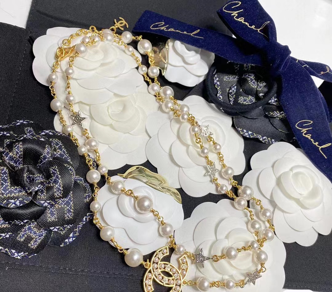 CHANE1 五芒星パールセーターチェーン【50％割引+送料無料】