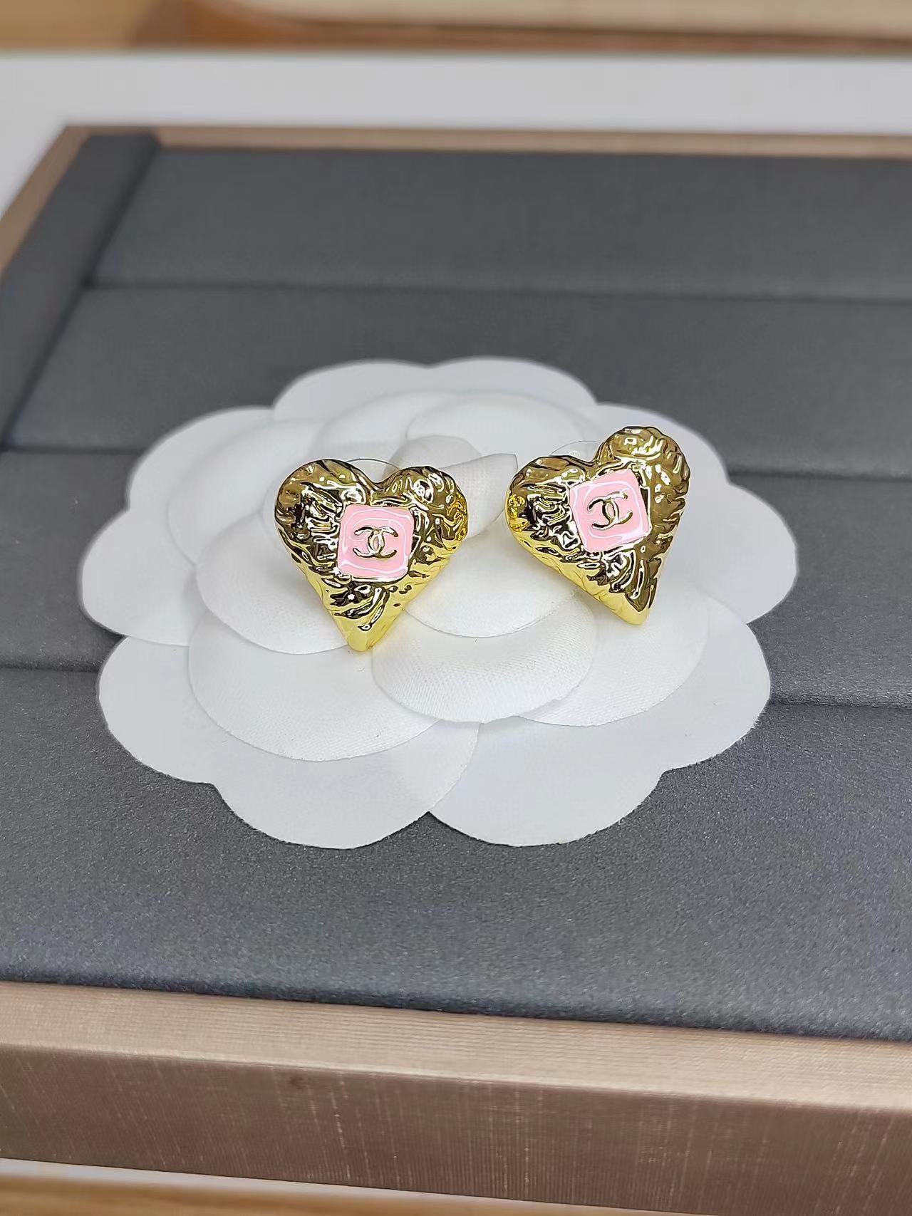 CHANE1 ハート ダブルC オイルドロップ ピアス【 50％割引+送料無料】