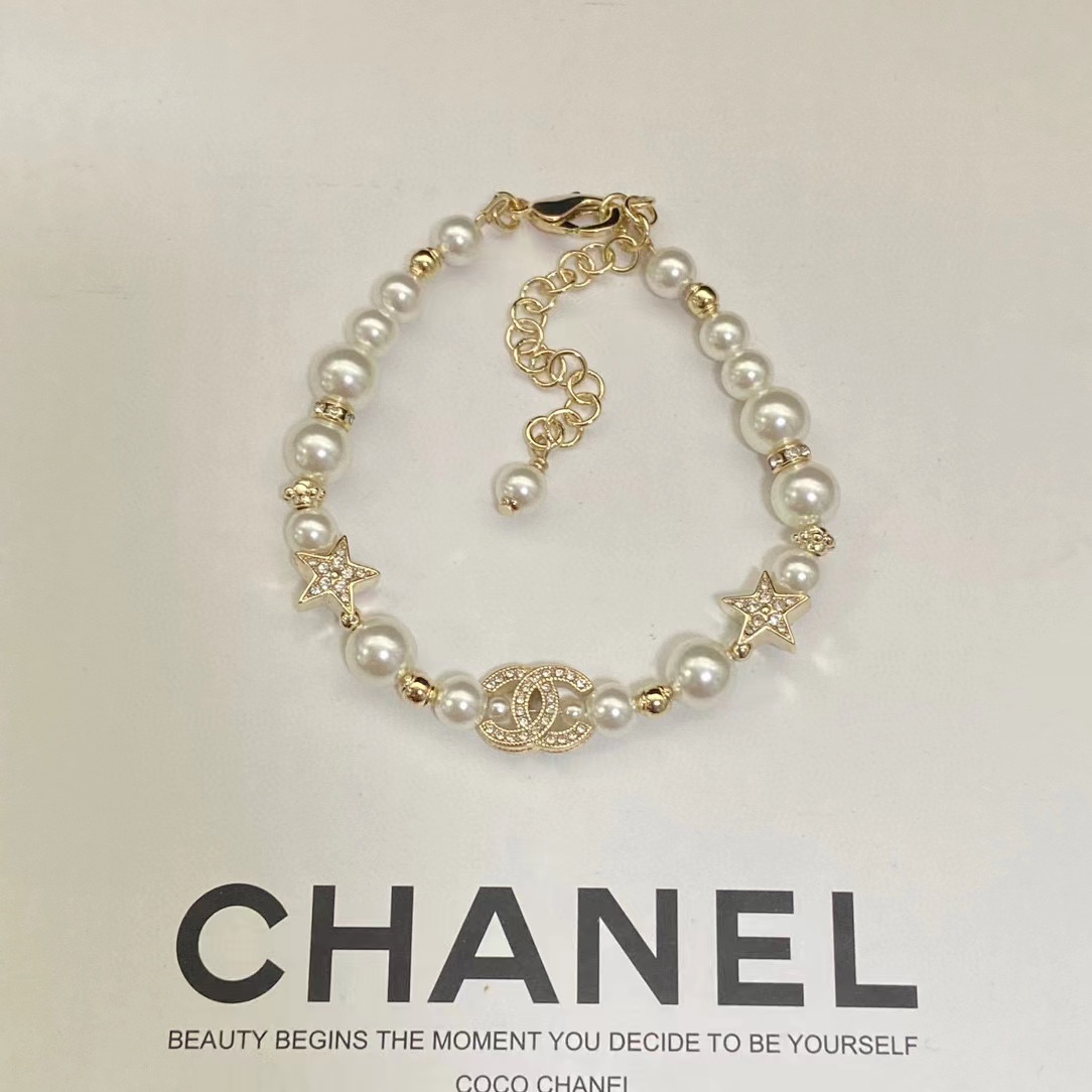 CHANE1 ダイヤモンド五芒星パールブレスレット+ネックレス 2点セット【50%割引+送料無料】