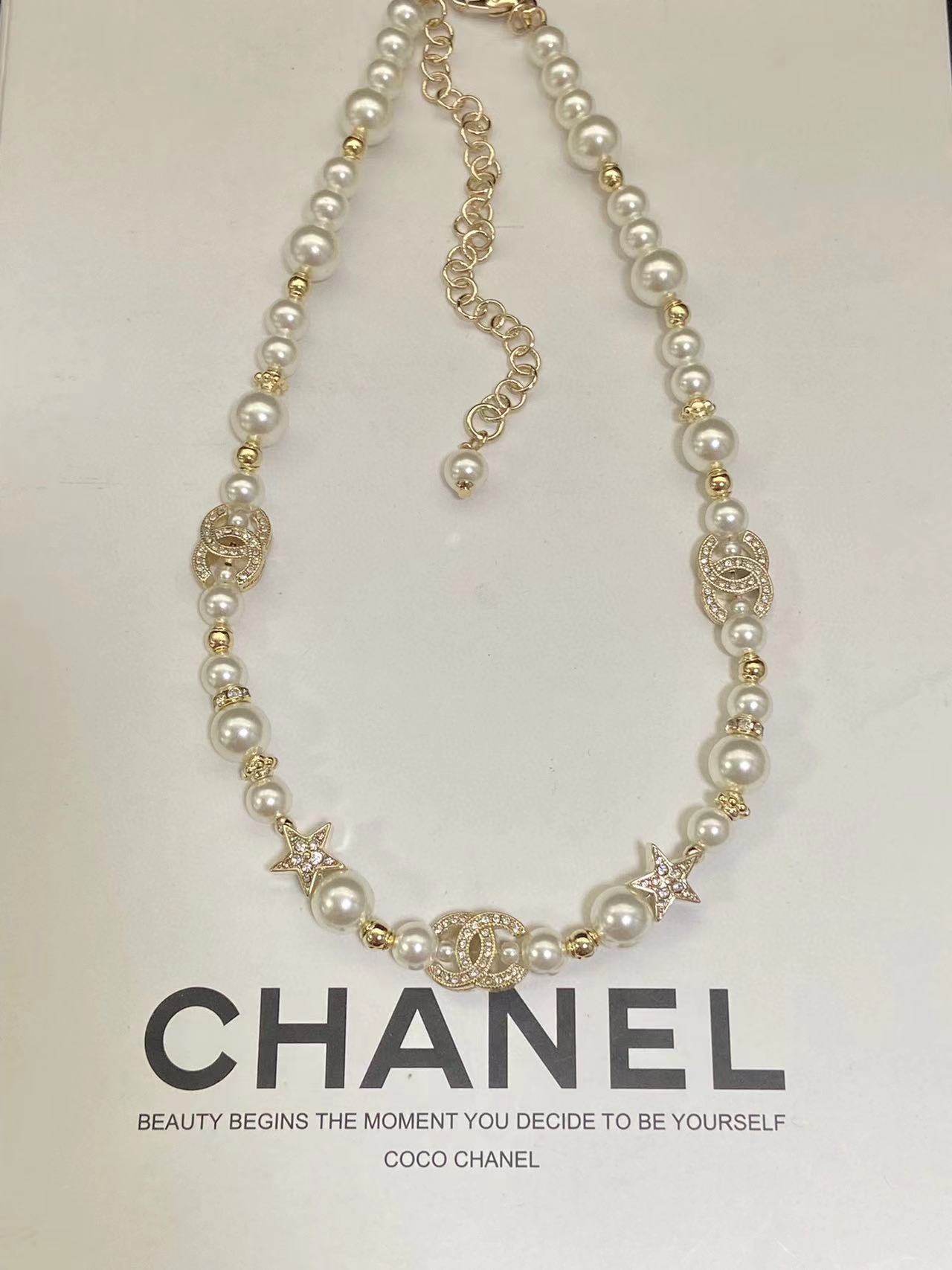 CHANE1 ダイヤモンド五芒星パールブレスレット+ネックレス 2点セット【50%割引+送料無料】