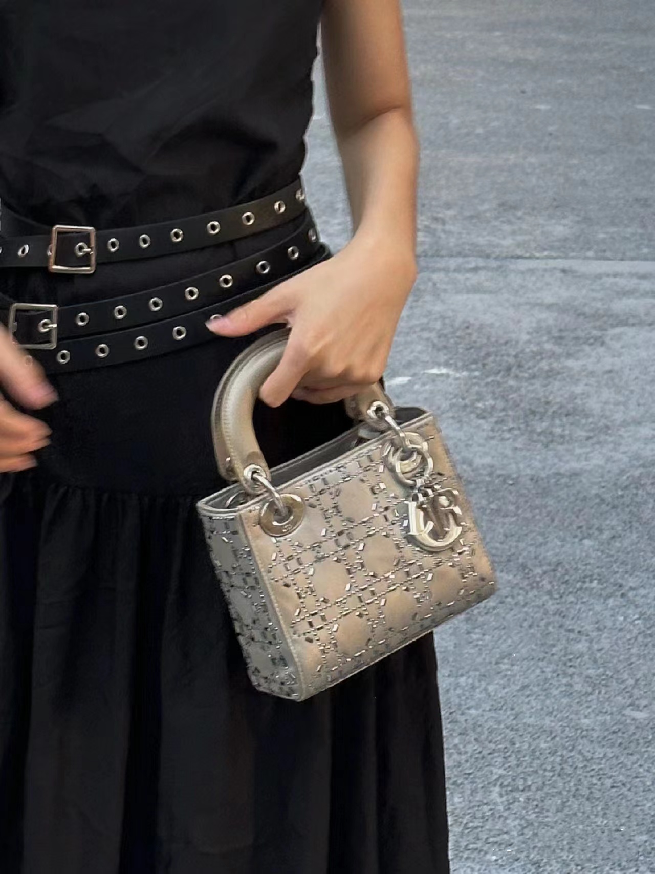 DI0R ラインストーンサテンハンドバッグ【50％割引+送料無料】