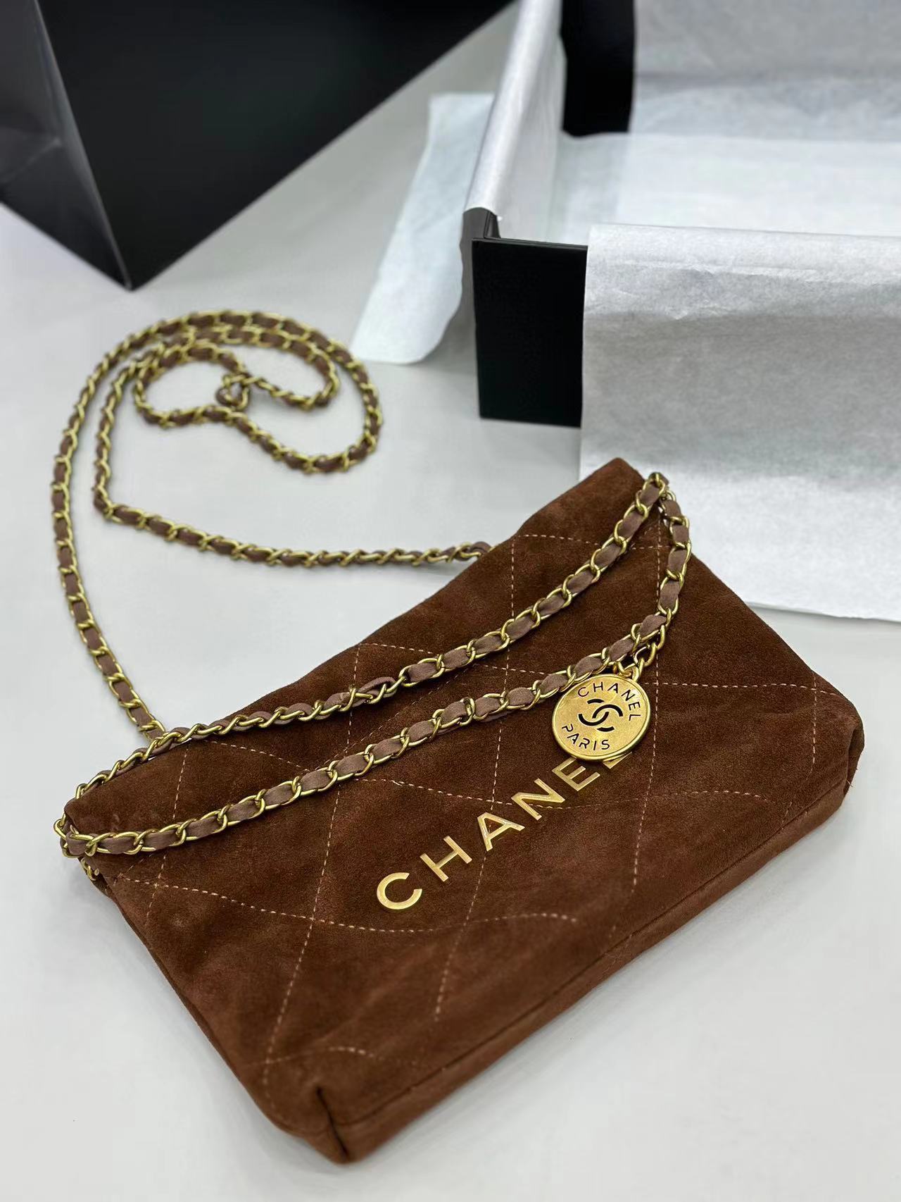 CHANE1 ヌバックレザー チェーン ショッピングバッグ【50％割引+送料無料】