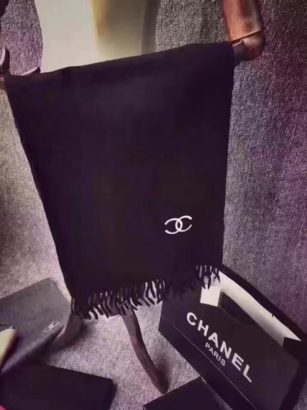 CHANE1 カシミヤ刺繍ロゴタッセルスカーフ【50%割引+送料無料】
