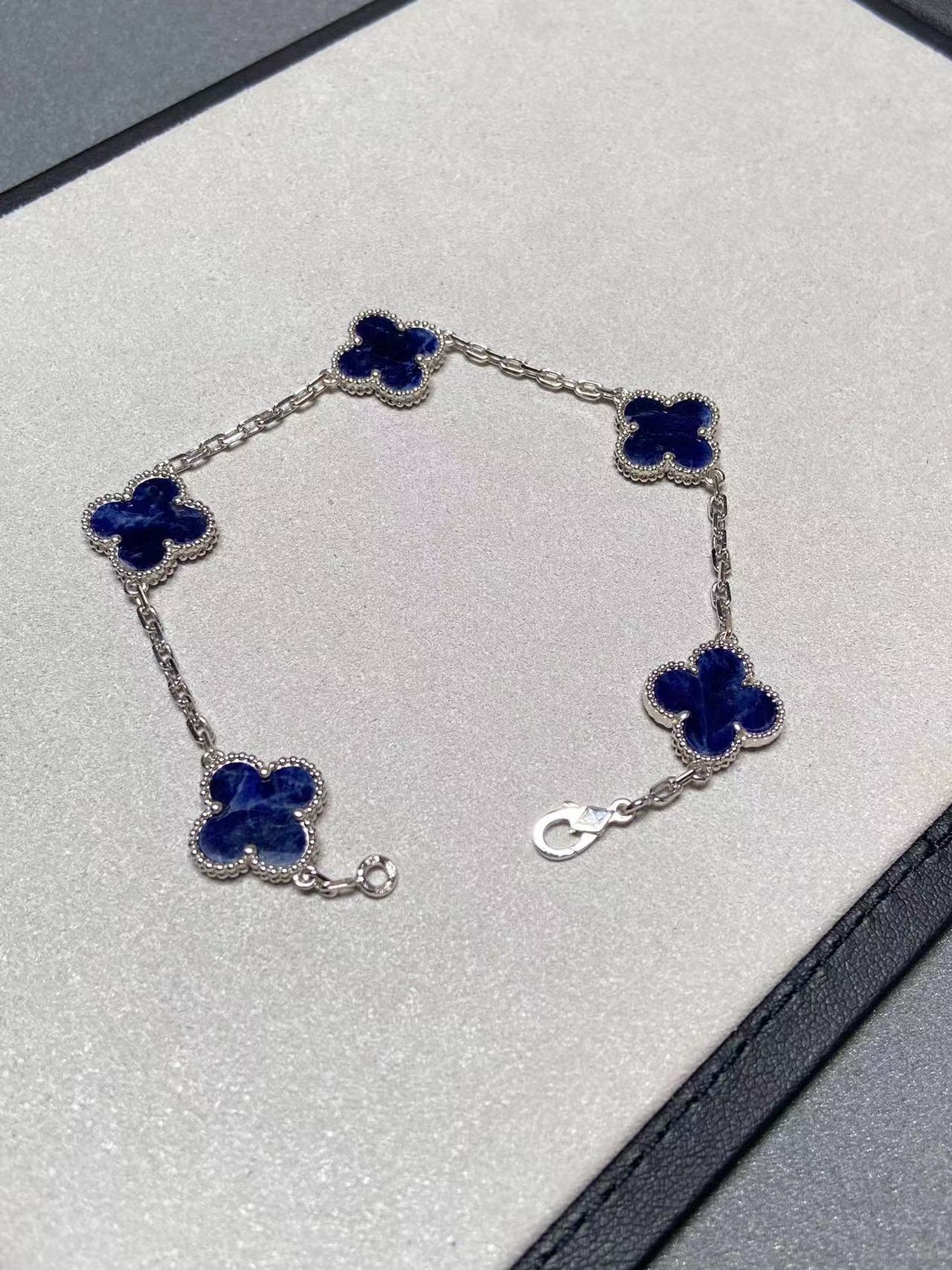 Van ceef & Arpels ファイブフラワー ブルー ブレスレット【50％割引+送料無料】