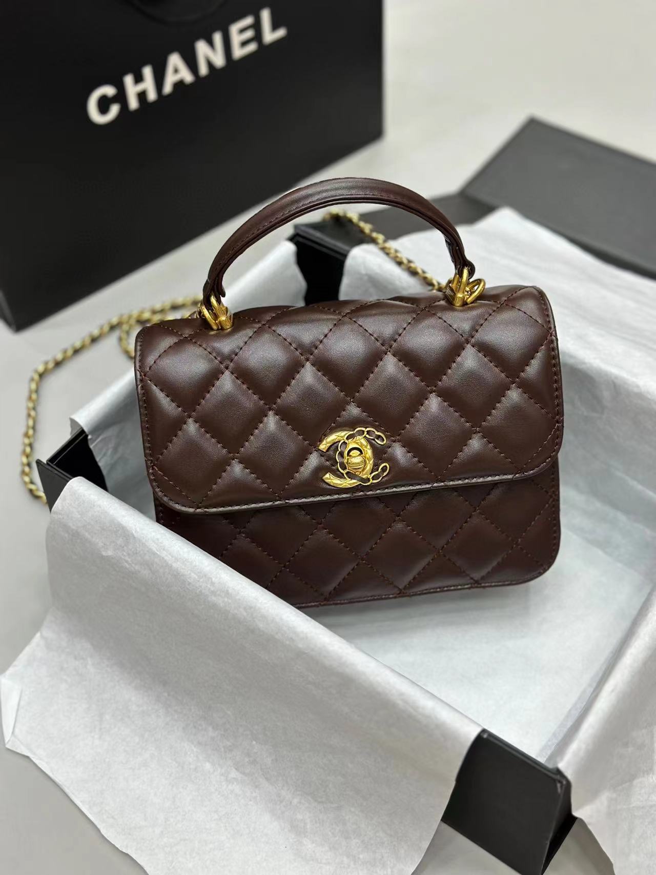 CHANE1 ハンドルフリップチェーン ダブルC ショルダーバッグ【50％割引+送料無料】